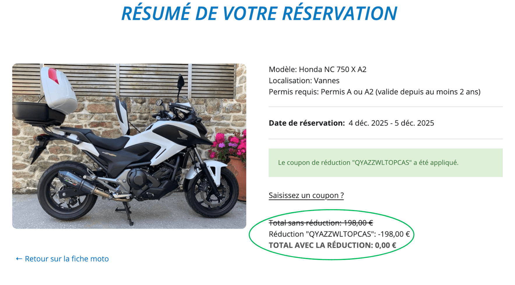 Capture d'écran de la procédure d'utilisation d'un coupon de remise - étape 3